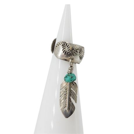 Vintage Signed HW Sterling Silver Native American Ear Cuff