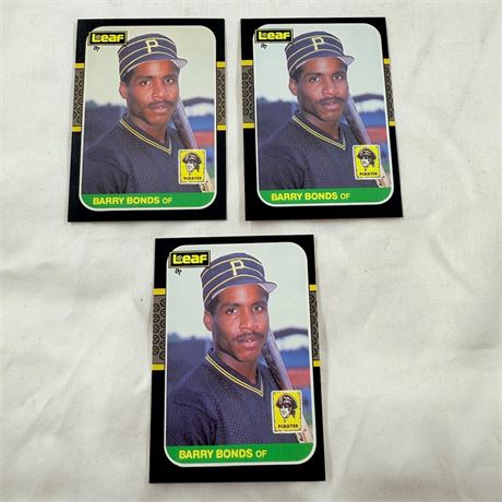 3x 1987 Leaf Barry Bonds #219