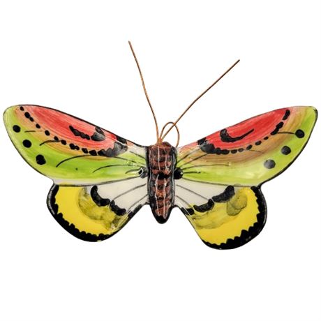 Hand-Painted Ceramic Butterfly Wall Hanging Made in Portugal