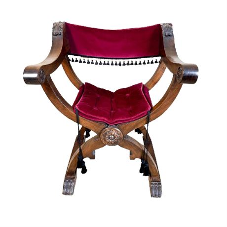 Antique 20th Century Italian Savonarola Chair