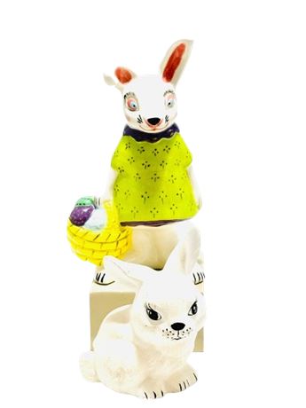 Vtg Ceramic Easter Bunny Figurines