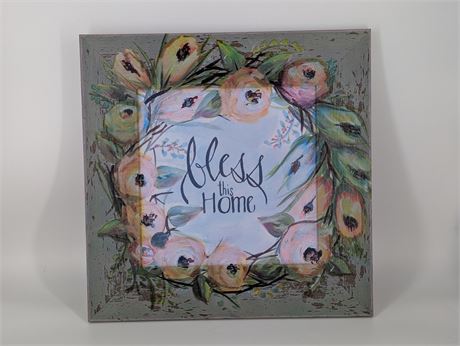 "Bless this Home" Painted Wall Hanging by Pam Coxwell 12x 12"
