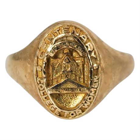 Signed Vintage DIEGES & CLUST 10K Gold Centenary College for Women Ring, Sz 6