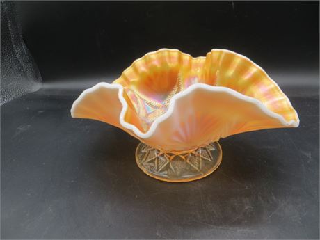 Dugan "Ski Star" Bowl/Candy Dish Carnival Glass Ruffled Bowl