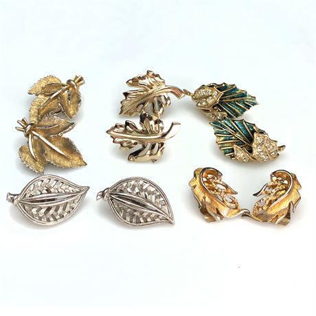 Vintage Lot of Leaf Shaped Earrings