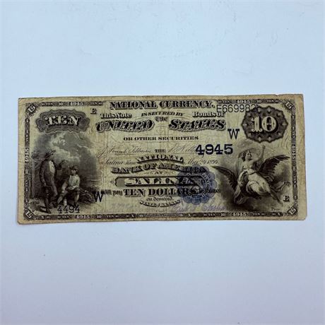 1882 $10 Salina Kansas National Currency Note
