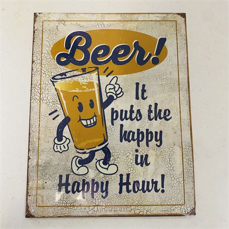 Happy Hour 12.5x16” Metal Retro Sign