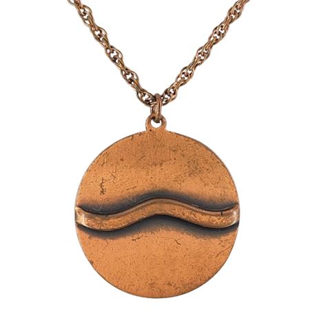 Vintage Copper Disc Pendant Necklace