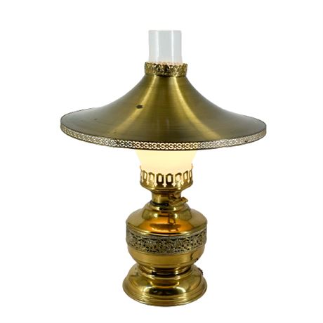 Vintage Brass Hurricane Table Lamp