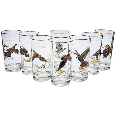 West Virginia Glass Ned Smith "Waterfowl" Highball Glasses