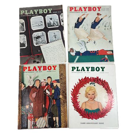 Lot of Vintage 1956 Playboy Magazines