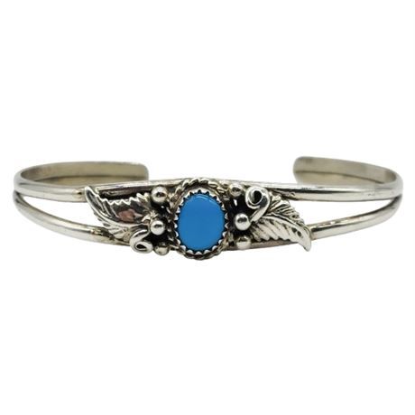 Vintage Native American Sterling Silver Turquoise Cuff Bracelet
