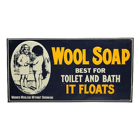 Vintage Wool Soap Tin Sign by Desperate Sign Co Wadsworth, O.