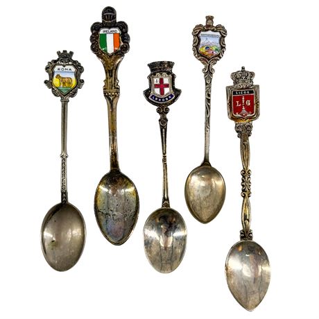 Lot of 5 Silver-Plated Vintage Spoons