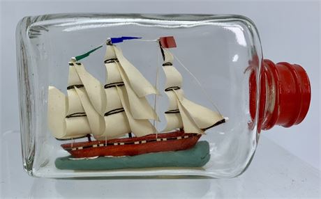 English Made 3 3/4” Malabar Nautical Sailing Ship in a Bottle