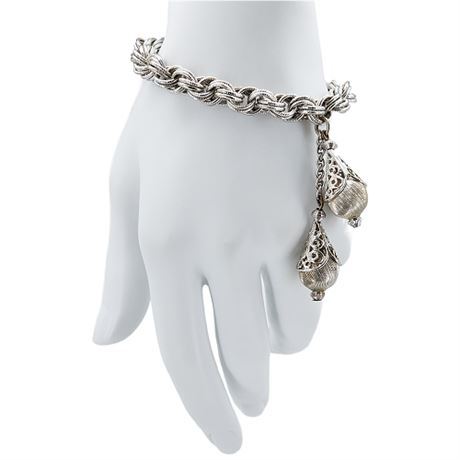 Vtg 1961 MONET "Bolero" Charms Silver Tone Bracelet