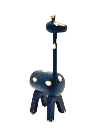 Vtg Wooded Giraffe Hors D'oeuvre Toothpick Holder - Japan