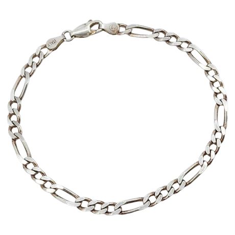 Vintage SUNSTONE IMPORTS Sterling Silver Figaro Chain Bracelet