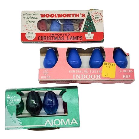 Three Packs Vintage C6, C7, & C7-1/2 Christmas Lightbulbs