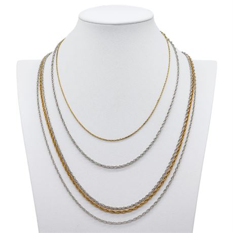 Five Vintage Rope Chain Necklaces