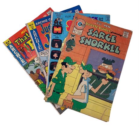 Four 25 cent & 40 cent Sad Sack, Beetle Bailey & Archie Comic Books