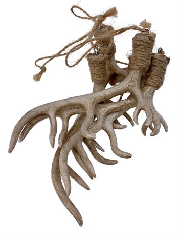 5 pc Heavyweight Resin Woodland Antler Ornaments