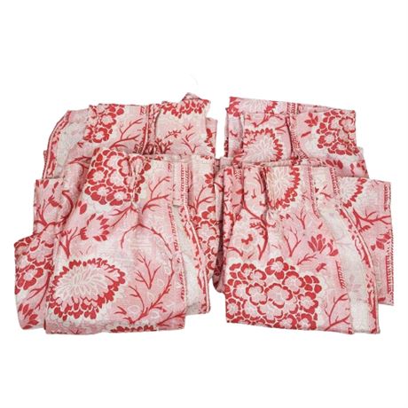 Vintage Pink Floral Curtain Panels, Lot of 4