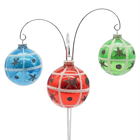 Vintage D.B.G.M. West Germany Mica Glitter Christmas Bulb Ornaments