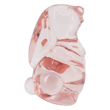 Vintage Viking #7908 Small Pink Art Glass Rabbit Figurine