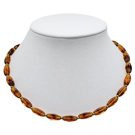 Vintage TRIFARI Faux Tortoiseshell Glass Bead Necklace