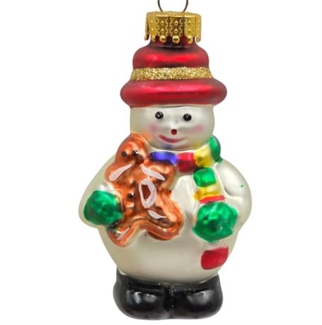 Glass Ornament, Snowman with Gingerbread