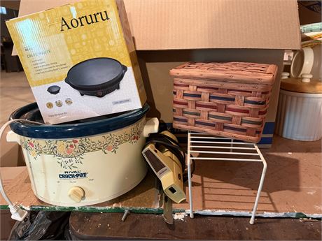 Rival Crock Pot, Sun Beam Electric Knife, Aoruru Crepe Maker,