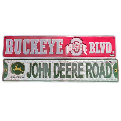 Ohio State Buckeye BLVD. / John Deere Road Tin Signs