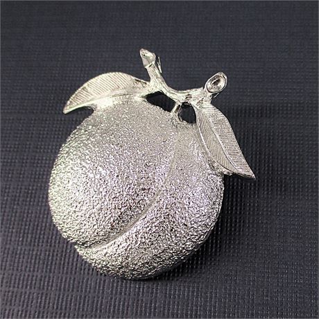 SARAH COVENTRY Silver Tone PEACH Vintage Brooch