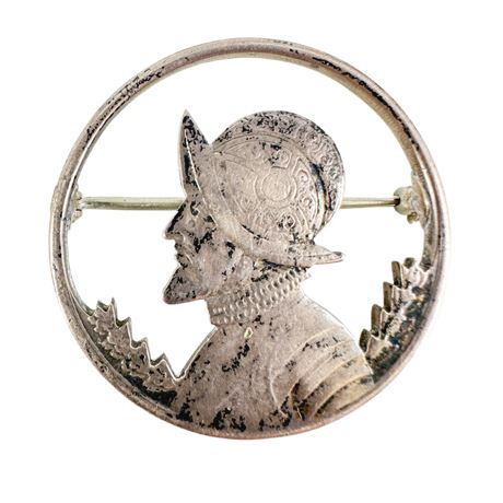 Panamanian Balboa Silver Cut Coin Pin