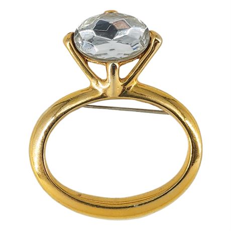 Vintage Oversized Ring Rhinestone Brooch