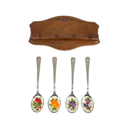VTG Avon Spoon Set with Wood Rack