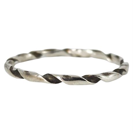 Vintage Sterling Silver Simple Flat Twist Ring, Sz 5