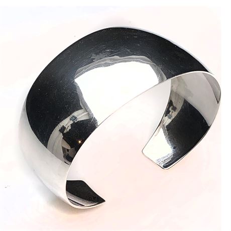 Vintage SYB Sandra Baker Sterling Silver Wide Cuff Bracelet