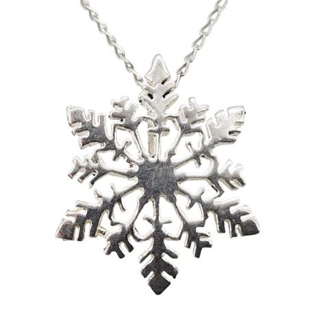 Signed MARSALA Sterling Silver Snowflake Pendant Necklace