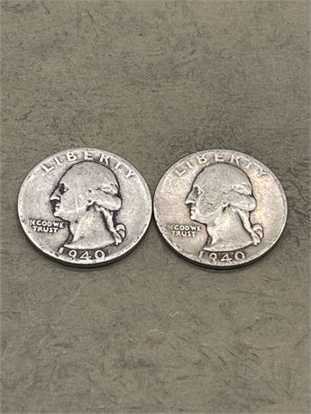 Two (2) 1940 Washington Quarters