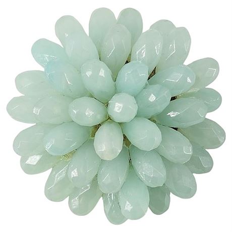Vintage German Faceted Drop Bead Flower Brooch