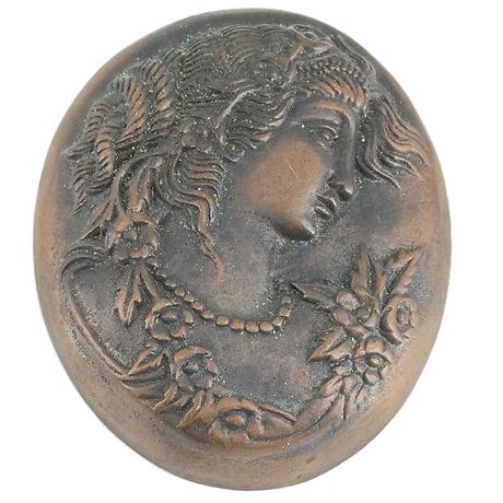 Antique-Style Cast Bronze Classical Lady Portrait Pendant