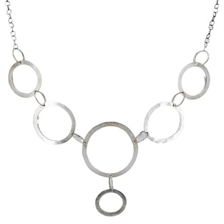 Artisan Made Hammered Sterling Silver Rings Necklace