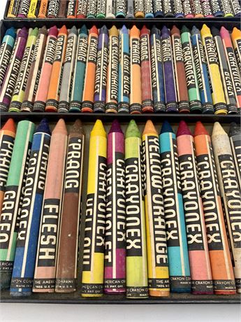 7 Boxes Art Deco American Crayon Co. Crayonex Drawing Crayons, Sandusky OH