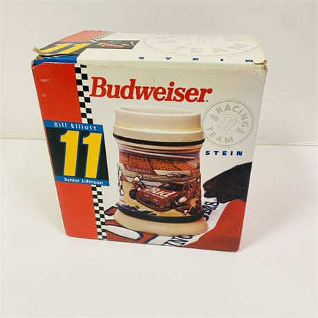 Budweiser Junior Johnson Bill Elliott Stein Mint in Orig Box