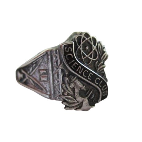 Vintage SCIENCE CLUB Sterling Silver Ring by Bale Sz 9.25