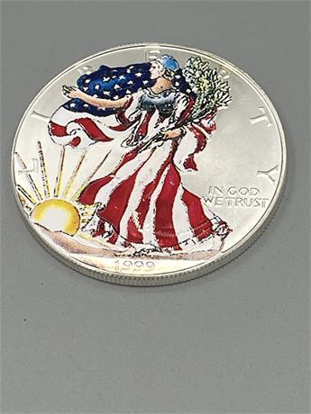 1999 Colorized American silver eagle silver dollar coin