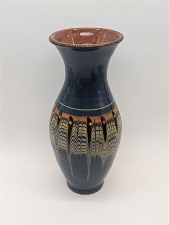 Greek Cypriot Vase Handmade Blue Pottery from Cyprus