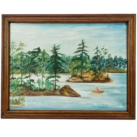D. Rozender ’79 Sparrow Lake Canada Original Landscape Painting - Canoe, Lake